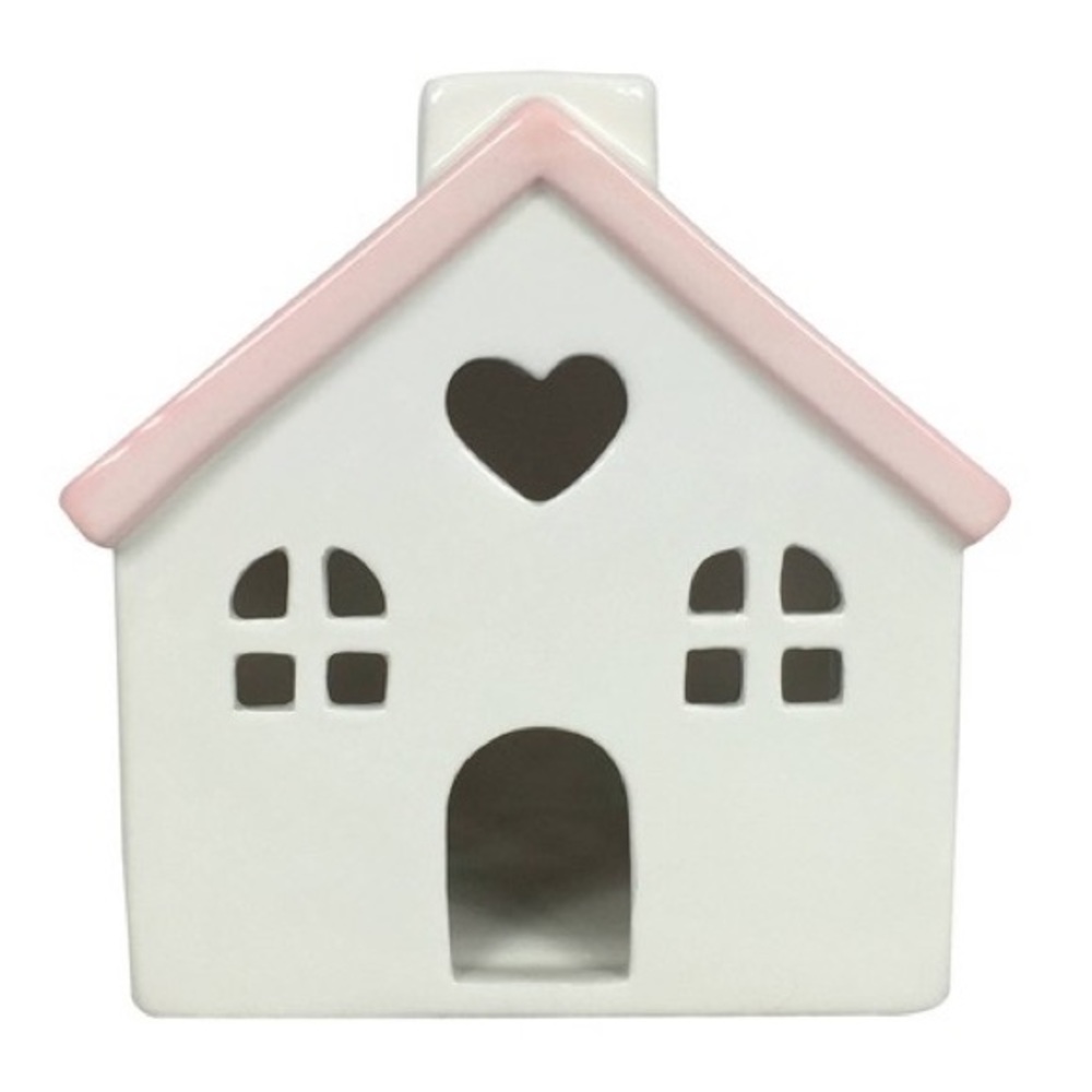 Sold Out 5.25" Ceramic Valentine's Day House Pink/White - Spritz